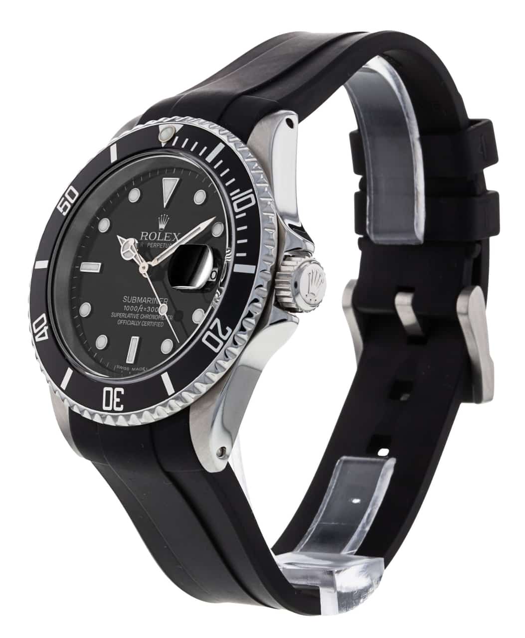 Rolex submariner with black 2025 rubber strap